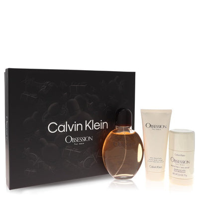 Obsession by Calvin Klein Gift Set -- 4.2 oz Eau De Toilette Spray + 3.4 oz After Shave Balm + 2.6 oz Deodorant Stick (Men)